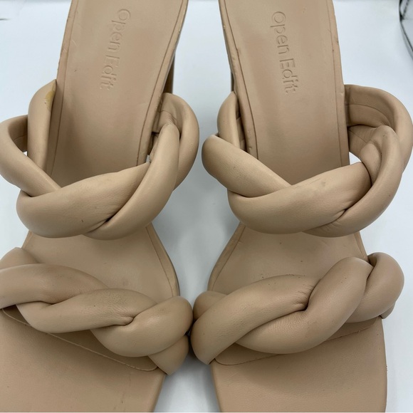 OPEN EDIT Remmy block heel twist beige sandals women Size 6.5M - Picture 5 of 14